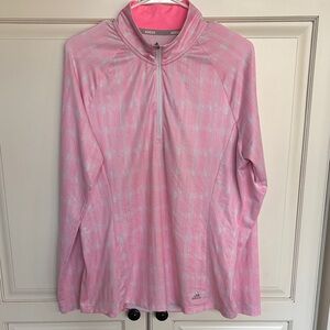 Adidas Golf Quarter Zip. Pink and white. Lightweight.